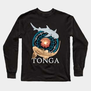 Zebra Shark and Whitetip Reef Shark Tonga diving Long Sleeve T-Shirt